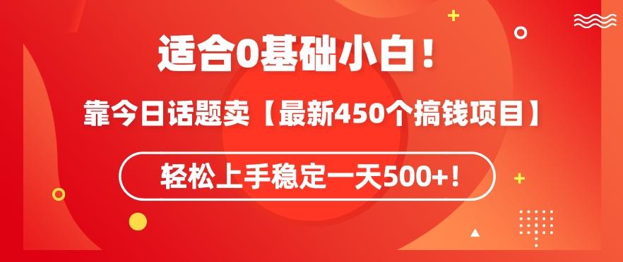 靠今日话题玩法卖【最新450个搞钱玩法合集】，轻松上手稳定一天500+【揭秘】-泱泱学习社