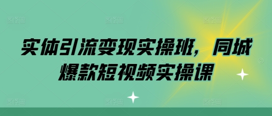 实体引流变现实操班，同城爆款短视频实操课-泱泱学习社