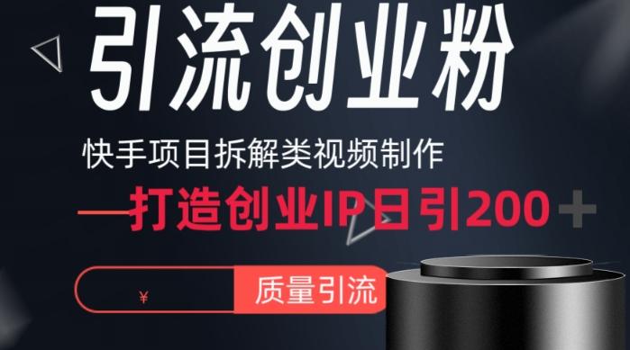 快手项目拆解类视频详细制作流程打造个人IP，单日引流200+高质量创业粉【揭秘】-泱泱学习社