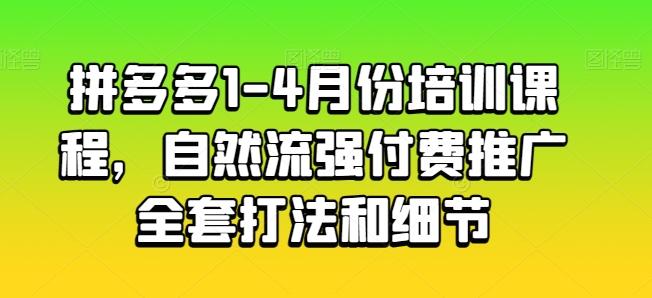 拼多多1-4月份培训课程，自然流强付费推广全套打法和细节-泱泱学习社