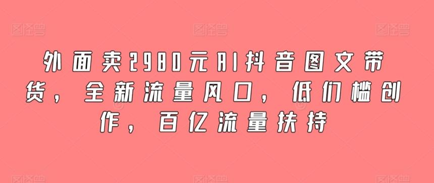 外面卖2980元AI抖音图文带货，全新流量风口，低们槛创作，百亿流量扶持-泱泱学习社