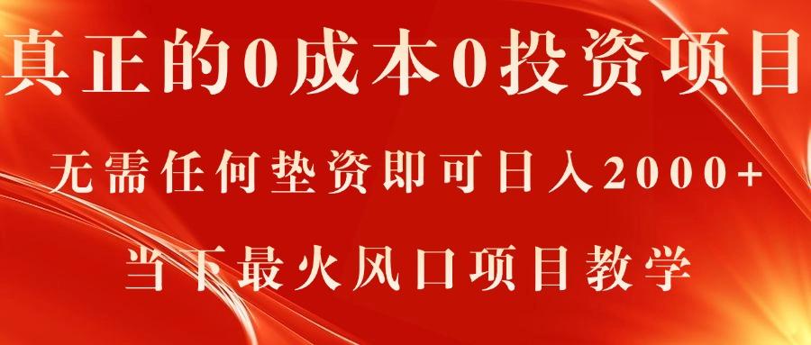 真正的0成本0投资项目，无需任何垫资即可日入2000+，当下最火风口项目教学-泱泱学习社