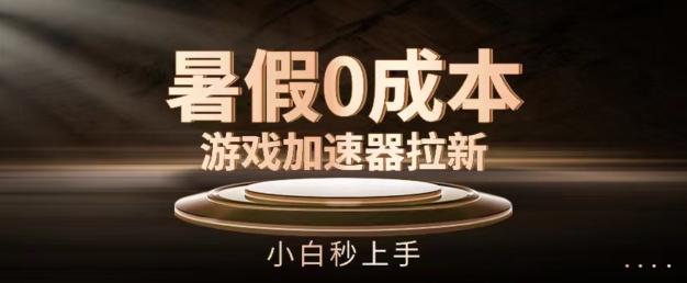 暑假0成本游戏加速器拉新，小白秒上手，无需投资【揭秘】-泱泱学习社