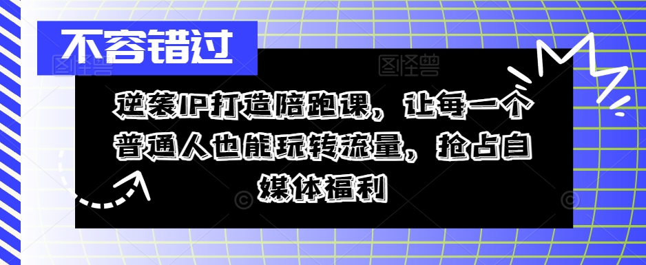 逆袭IP打造陪跑课，让每一个普通人也能玩转流量，抢占自媒体福利-泱泱学习社