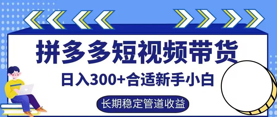 拼多多短视频带货日入300+有长期稳定被动收益，合适新手小白【揭秘】-泱泱学习社