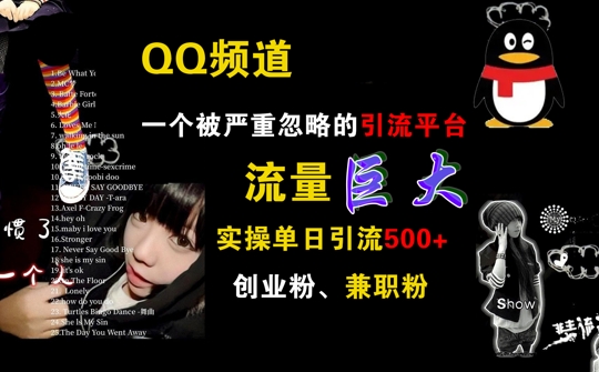 QQ频道，一个被严重忽略的引流平台，流量巨大 实操单日引流500+创业粉兼职粉【揭秘】-泱泱学习社