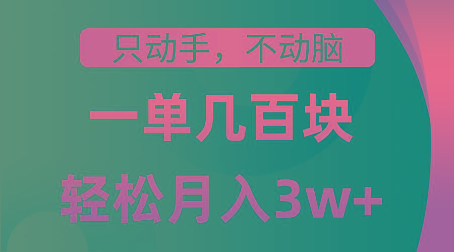 只动手不动脑，一单几百块，轻松月入3w+，看完就能直接操作，详细教程-泱泱学习社