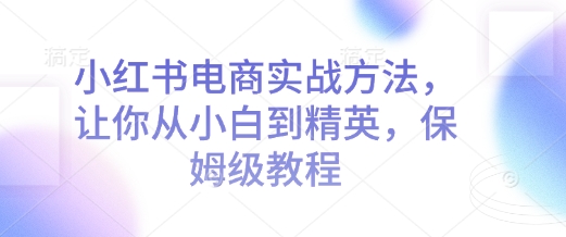 小红书电商实战方法，让你从小白到精英，保姆级教程-泱泱学习社