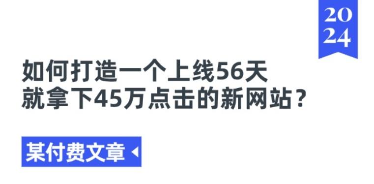 某付费文章《如何打造一个上线56天就拿下45万点击的新网站?》-泱泱学习社
