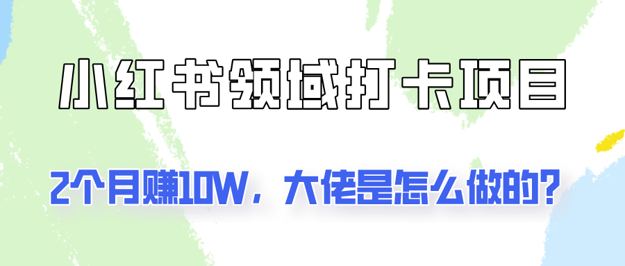 通过小红书领域打卡项目2个月赚10W，大佬是怎么做的？-泱泱学习社