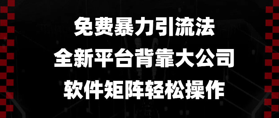 免费暴力引流法，全新平台，背靠大公司，软件矩阵轻松操作-泱泱学习社