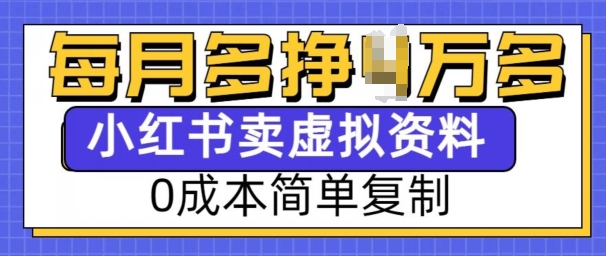 小红书虚拟资料项目，0成本简单复制，每个月多挣1W【揭秘】-泱泱学习社