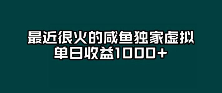 最近很火的咸鱼独家虚拟，单日收益1000+-泱泱学习社
