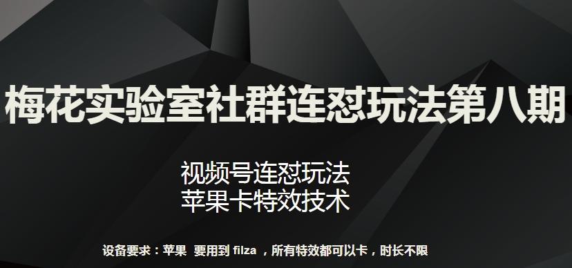 梅花实验室社群连怼玩法第八期，视频号连怼玩法 苹果卡特效技术【揭秘】-泱泱学习社