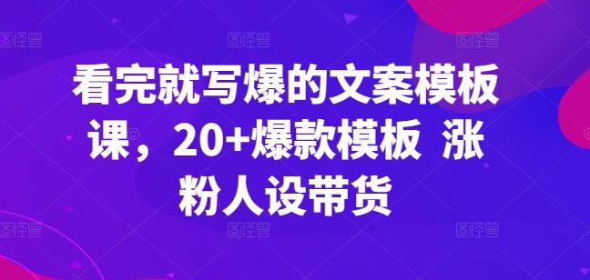 看完就写爆的文案模板课，20+爆款模板  涨粉人设带货-泱泱学习社