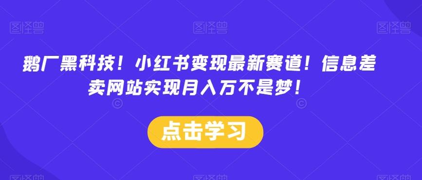 鹅厂黑科技！小红书变现最新赛道！信息差卖网站实现月入万不是梦！-泱泱学习社