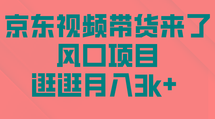 (10025期)京东短视频带货来了，风口项目，逛逛月入3k+-泱泱学习社