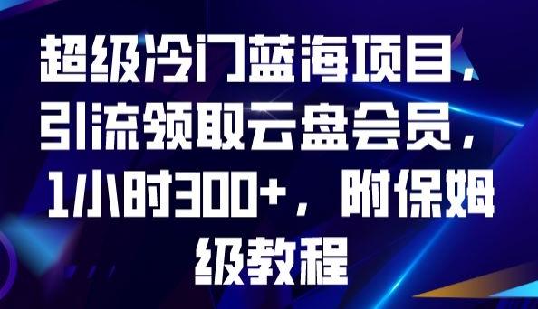 超级冷门蓝海项目，引流领取云盘会员，1小时300+，附保姆级教程-泱泱学习社