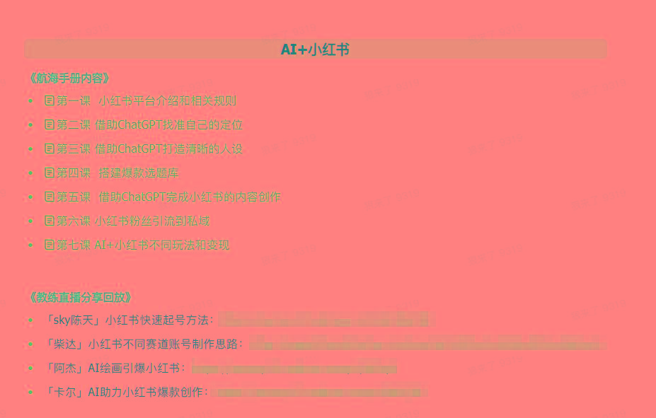 图片[2]-(9351期)AI破局手册+教练分享合集：AI提示词/AI+小红书 /AI+公众号/AI+绘画/AI编程-泱泱学习社