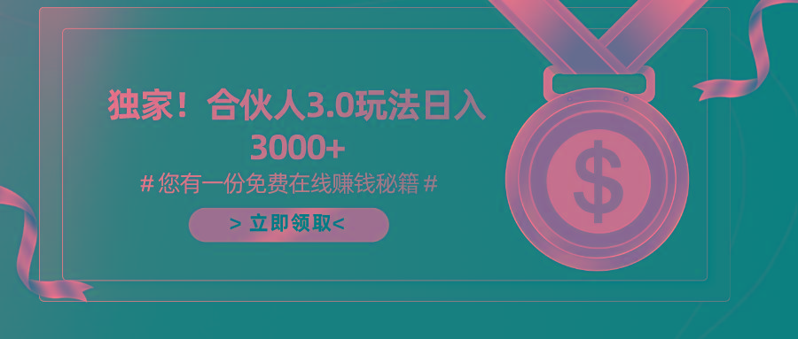 游戏合伙人3.0，日入3000+，无限扩大的蓝海项目-泱泱学习社