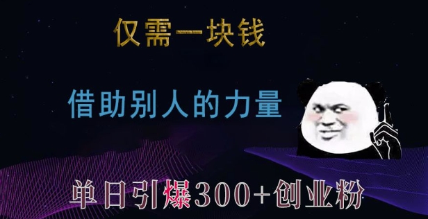 仅需一块钱，借助别人的力量，单日引爆300+创业粉、兼职粉【揭秘】-泱泱学习社