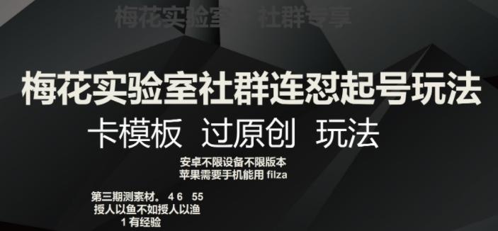 梅花实验室社群连怼起号玩法，卡模板过原创玩法【揭秘】-泱泱学习社