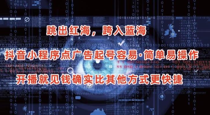 抖音小程序点广告项目，起号容易，简单易操作，开播就见有收益【揭秘】-泱泱学习社