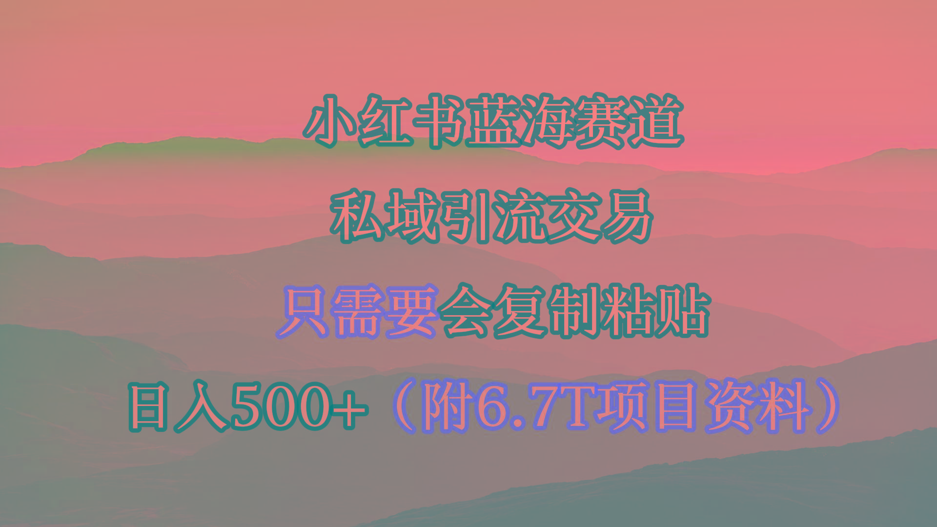 (9487期)小红书短剧赛道，私域引流交易，会复制粘贴，日入500+(附6.7T短剧资源)-泱泱学习社