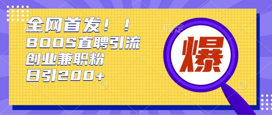 通过Boss直聘，每天轻松钓到200+多条创业大鱼的秘籍【揭秘】-泱泱学习社