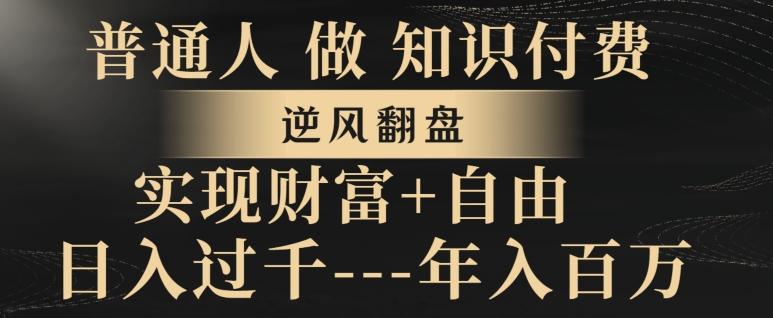 普通人做知识付费，实现财富自由，逆风翻盘，日入过千，年入百万-泱泱学习社
