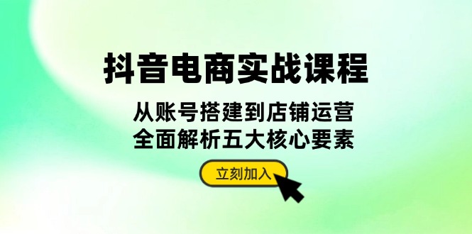 抖音 电商实战课程：从账号搭建到店铺运营，全面解析五大核心要素-泱泱学习社