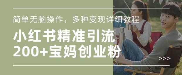 小红书混剪日引200+宝妈创业粉，简单无脑操作，多种变现详细教程-泱泱学习社