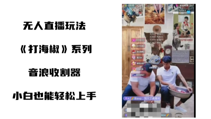 打海椒无人直播整蛊项目，小白轻松上手撸音浪收割器-泱泱学习社