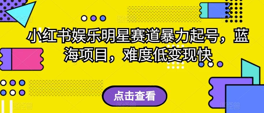 小红书娱乐明星赛道暴力起号，蓝海项目，难度低变现快【揭秘】-泱泱学习社