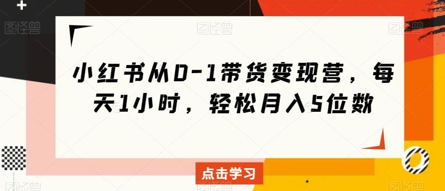 小红书从0-1带货变现营，每天1小时，轻松月入5位数-泱泱学习社