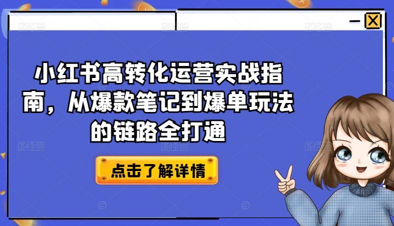小红书高转化运营实战指南，从爆款笔记到爆单玩法的链路全打通-泱泱学习社