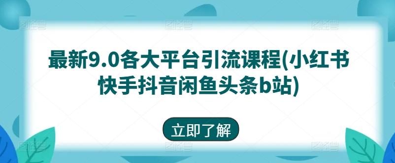 最新9.0各大平台引流课程(小红书快手抖音闲鱼头条b站)-泱泱学习社