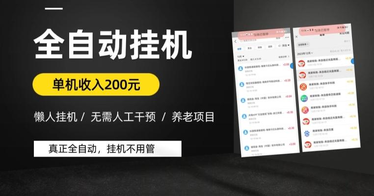 懒人挂机养老项目，全自动挂机无需人工看管，单机收入200元，可批量-泱泱学习社