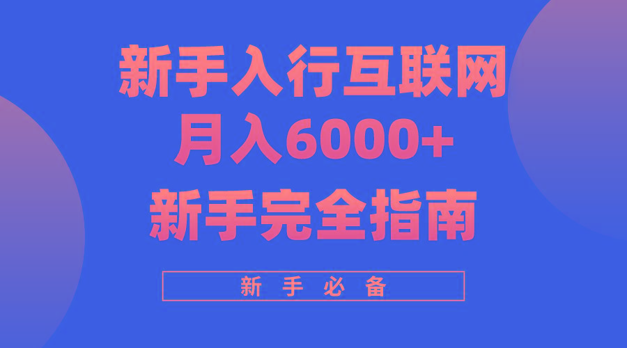 (10058期)互联网新手月入6000+完全指南 十年创业老兵用心之作，帮助小白快速入门-泱泱学习社