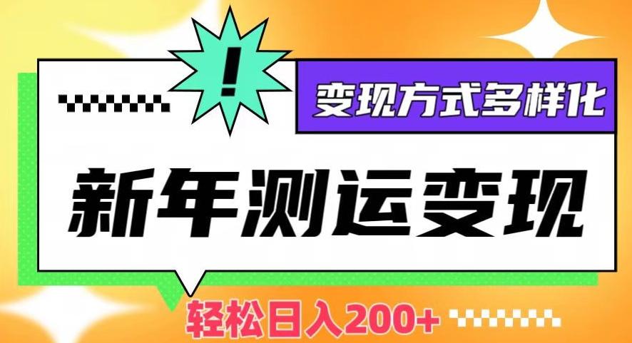新年运势测试变现，日入200+，几分钟一条作品，变现方式多样化【揭秘】-泱泱学习社