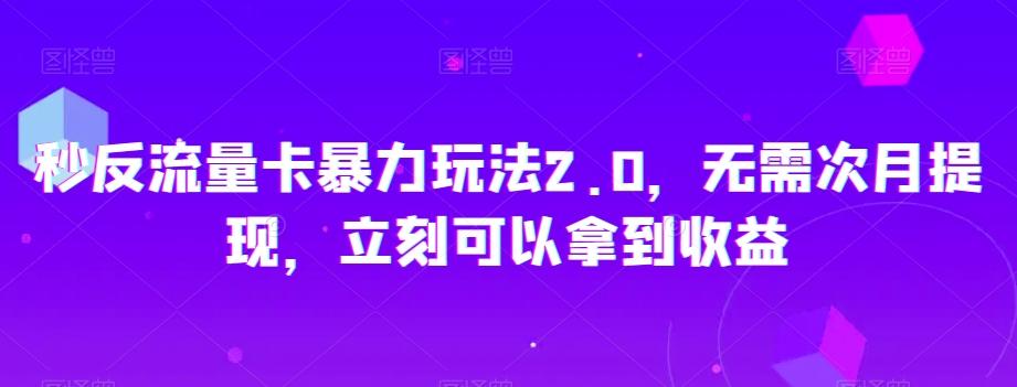 秒反流量卡暴力玩法2.0，无需次月提现，立刻可以拿到收益【揭秘】-泱泱学习社
