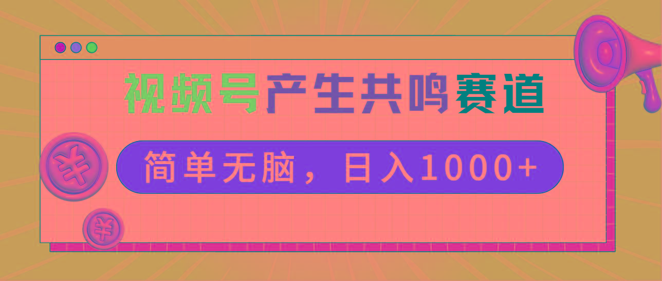 2024年视频号，产生共鸣赛道，简单无脑，一分钟一条视频，日入1000+-泱泱学习社