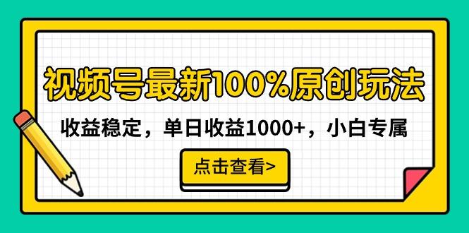 视频号最新100%原创玩法，收益稳定，单日收益1000+，小白专属-泱泱学习社