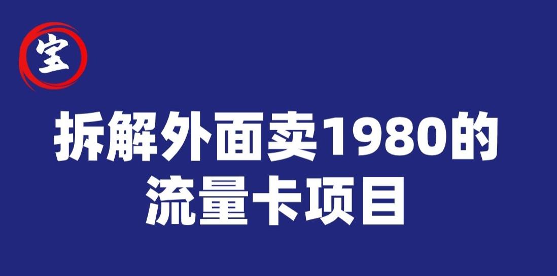 宝哥拆解外面卖1980手机流量卡项目，0成本无脑推广-泱泱学习社