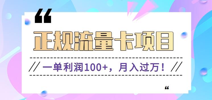 正规手机流量卡项目，一单利润100+，月入过万！人人可做(推广技术+正规渠道)-泱泱学习社