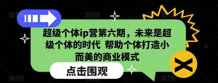超级个体ip营第六期，未来是超级个体的时代  帮助个体打造小而美的商业模式-泱泱学习社