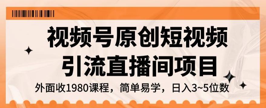视频号原创短视频引流直播间项目，日入3~5五位数【揭秘】-泱泱学习社