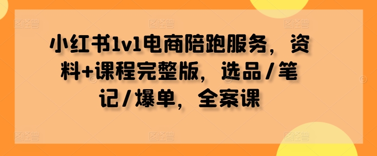 小红书1v1电商陪跑服务，资料+课程完整版，选品/笔记/爆单，全案课-泱泱学习社