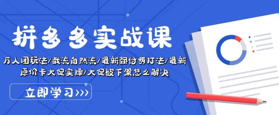 拼多多实战课：万人团玩法/截流自然流/最新强付费打法/最新原价卡大促..-泱泱学习社
