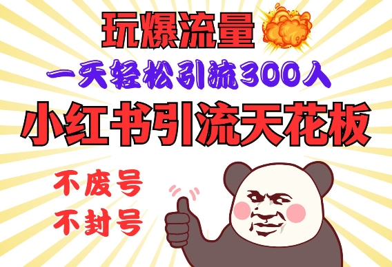小红书引流天花板，玩爆流量，一天轻松引流300人，安全操作-泱泱学习社